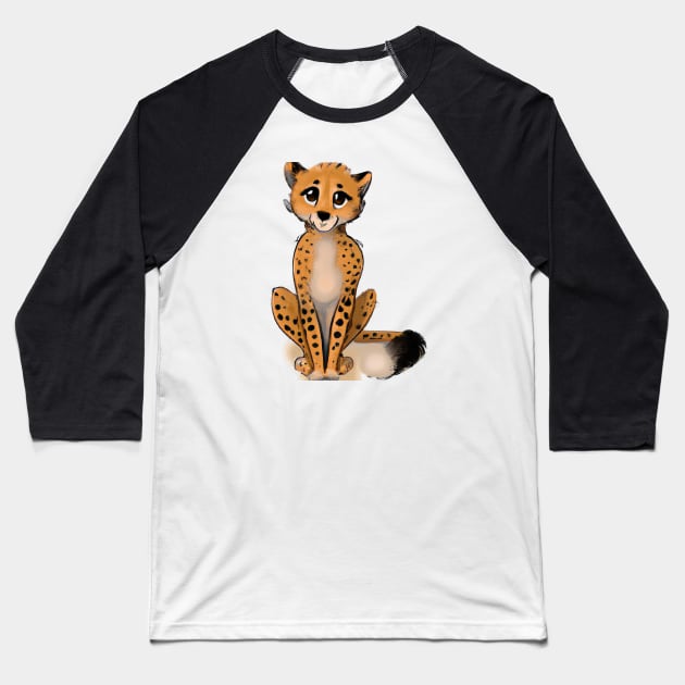 Cute Cheetah Drawing Baseball T-Shirt by Play Zoo